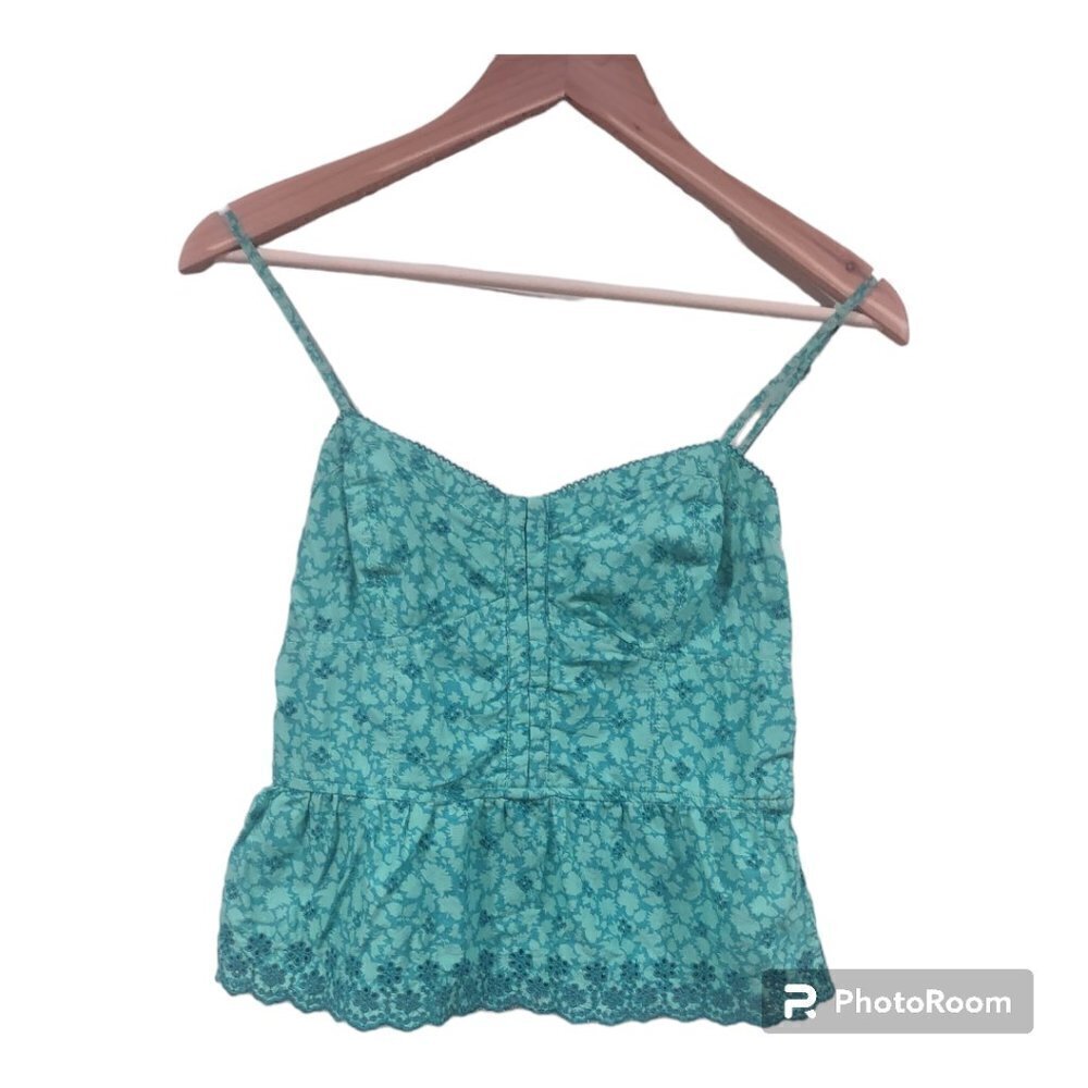 Turquoise AE Corset/Peplum Tank Lace Bottom Size Small